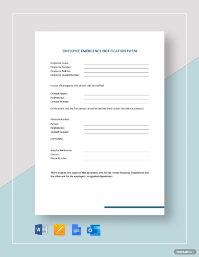 employee emergency notification form template