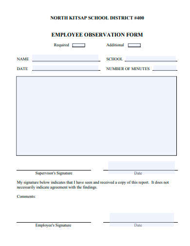 employee observation form template