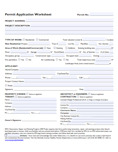 employee permit application worksheet