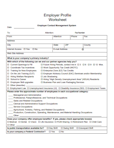 employee profile worksheet
