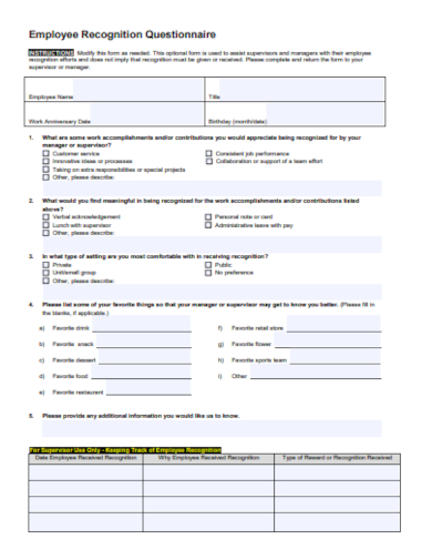 employee questionnaire form