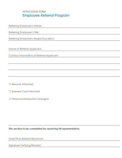 employee referral program application form template