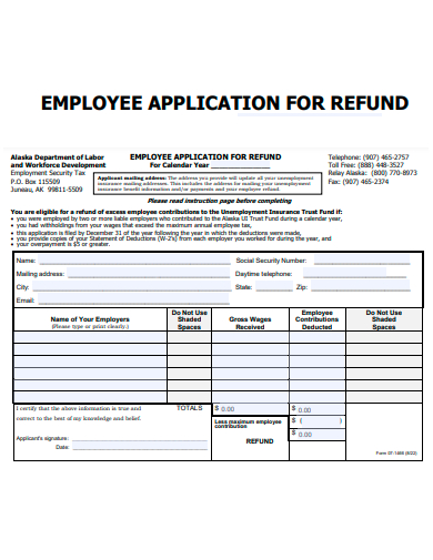 employee refund application template