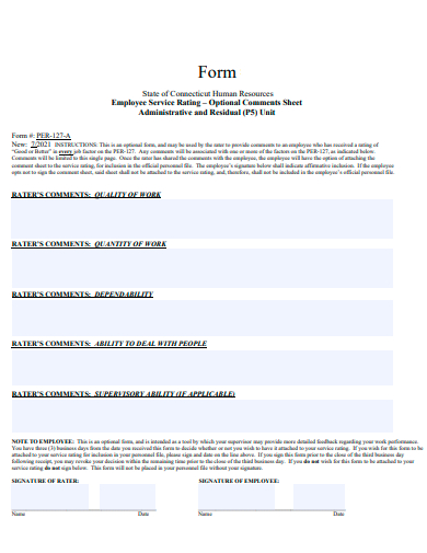 employee service rating form template
