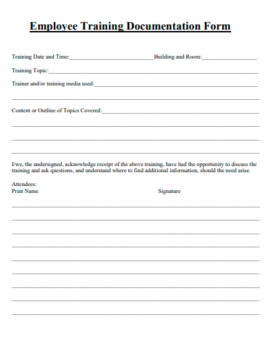 employee training documentation form template