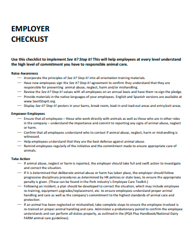 employer checklist template