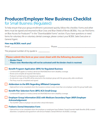 employer new business checklist template