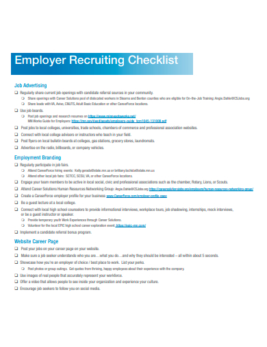 employer recruiting checklist template
