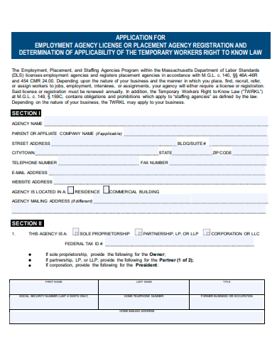 employment agency license application template