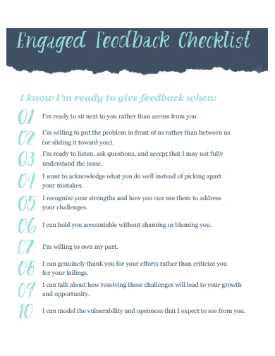 engaged feedback checklist template
