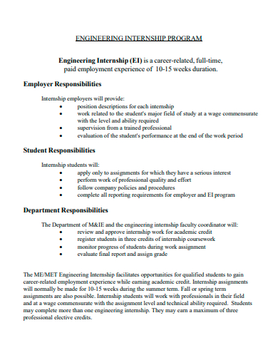 engineering internship program template