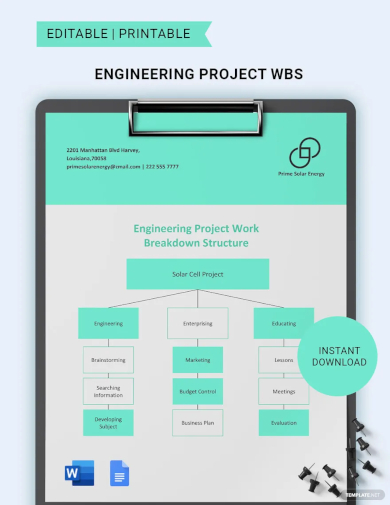 engineering project wbs template