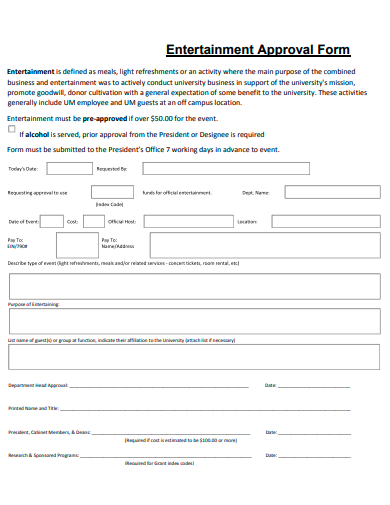 entertainment approval form template