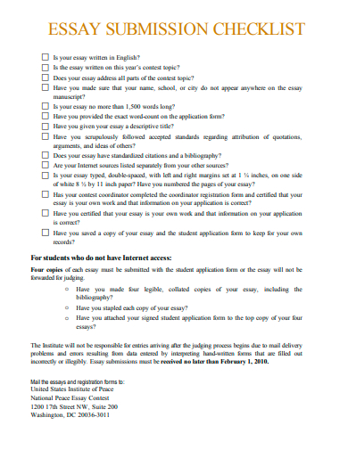essay submission checklist template