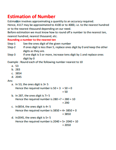 estimation of number template