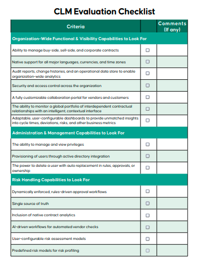 evaluation checklist template