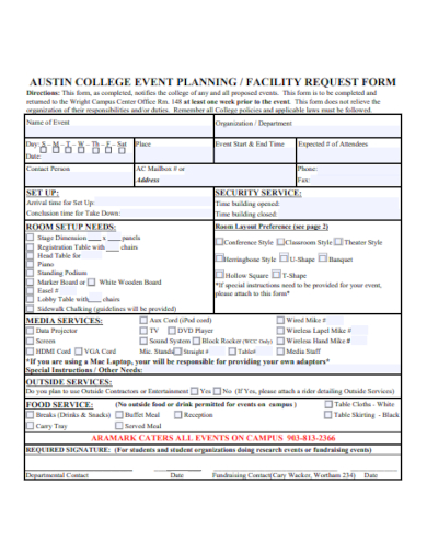 event facility planning request form