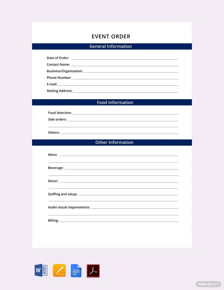 event order form