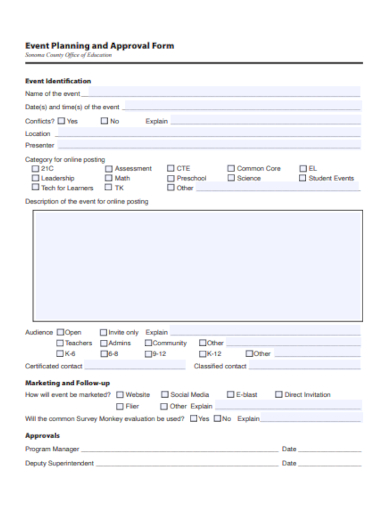 event planning approval form