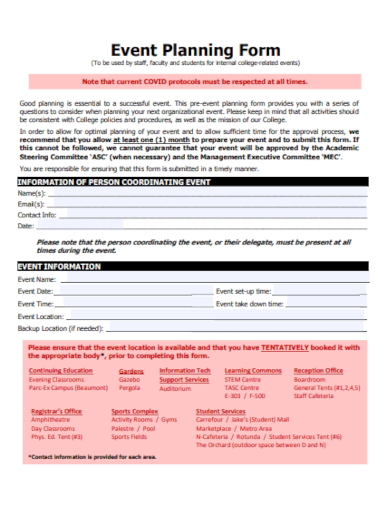 event planning form template