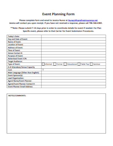 event planning form in pdf