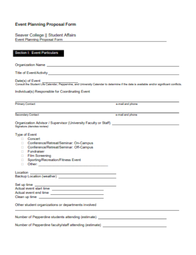 event planning proposal form