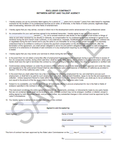 exclusive agency contract agreement