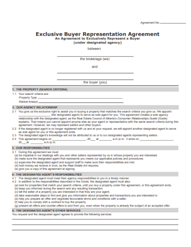 exclusive agency representation agreement