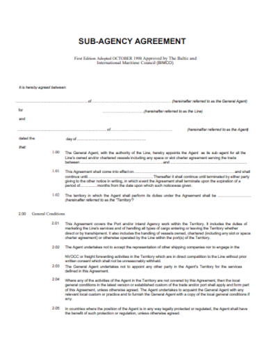 exclusive sub agency agreement