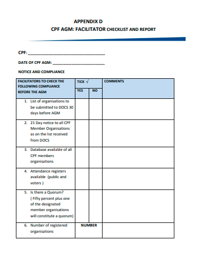 facilitator checklist nd report template