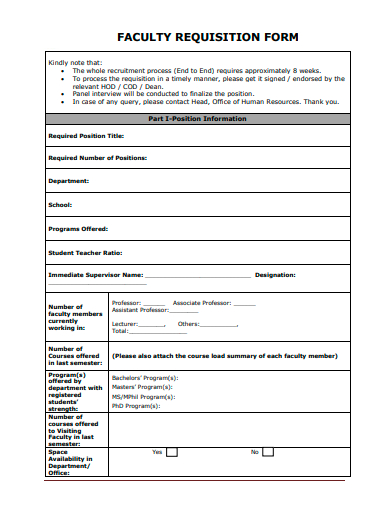 faculty requisition form template