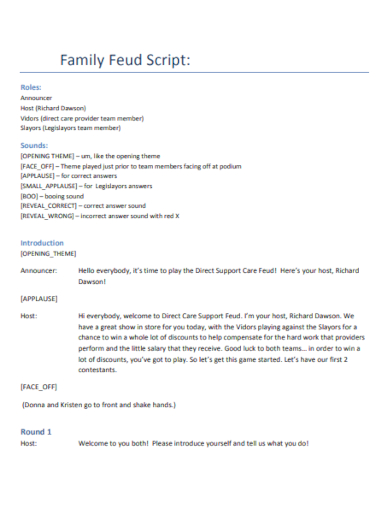 family feud host script