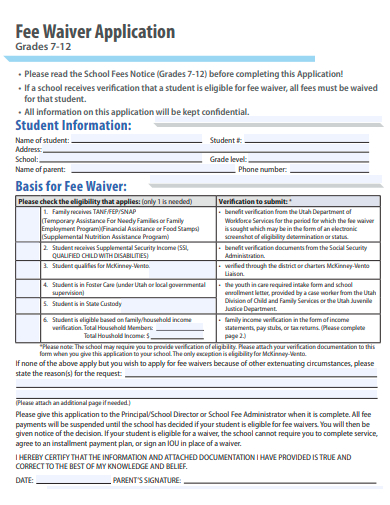 fee waiver application template
