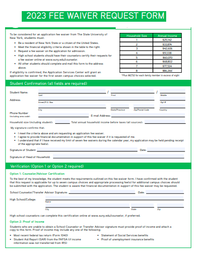 fee waiver request form template1