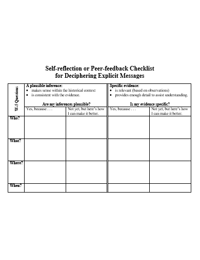 feedback checklist in doc
