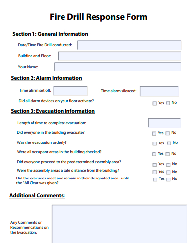 fire drill response form template