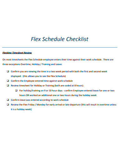 flex schedule checklist template