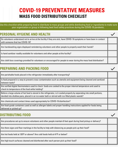 food distribution checklist template
