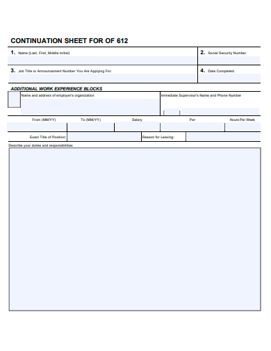 formal continuation sheet template