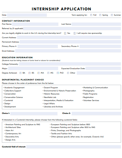 formal internship application template