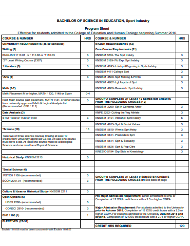formal program sheet template