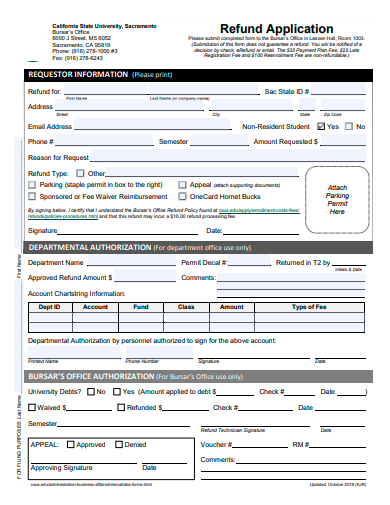 formal refund application template