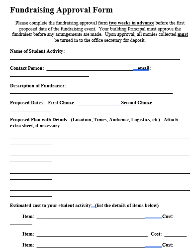 fundraising approval form template