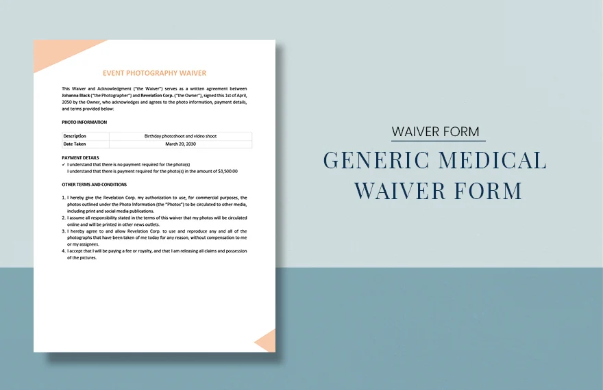 generic medical waiver form template