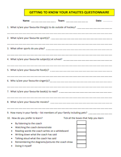 get to know you questionnaire worksheet