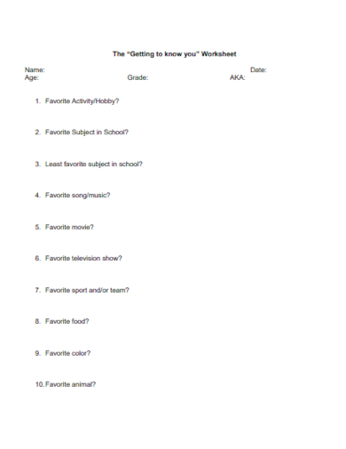 get to know you worksheet template