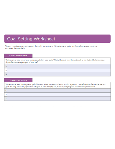 goal setting worksheet in pdf