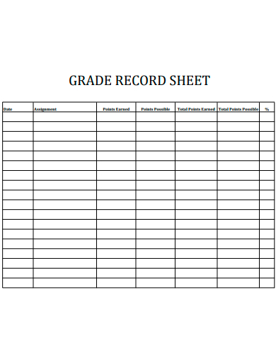 grade record sheet template