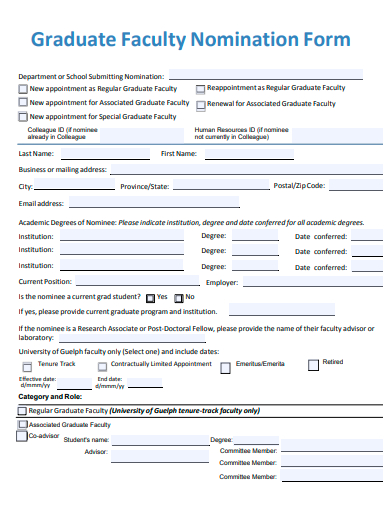 graduate faculty nomination form template