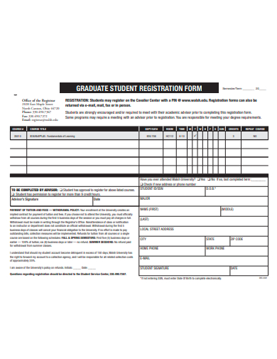 graduate student registration form template